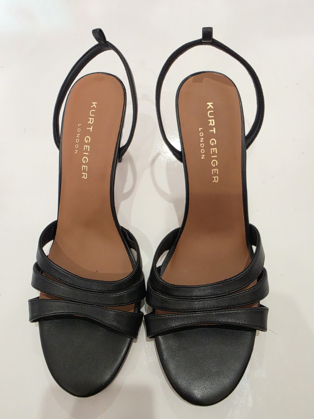 Kurt Geiger Black Leather Strappy Slingback Sandals